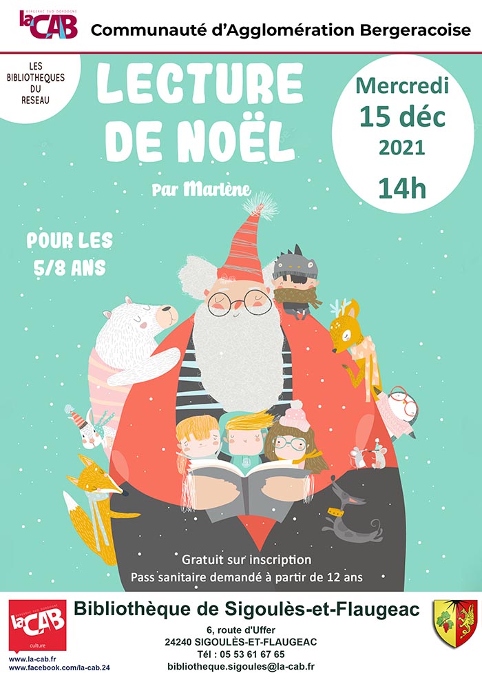 Lecture de Noël, par Marlène, pour les 5/8 ans à la bibliothèque de Sigoulès-et-Flaugeac