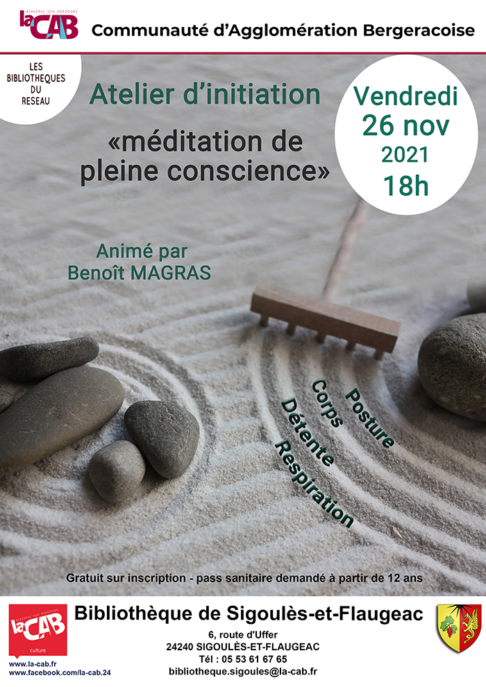 Méditation de pleine conscience à la bibliothèque de Sigoulès-et-Flaugeac