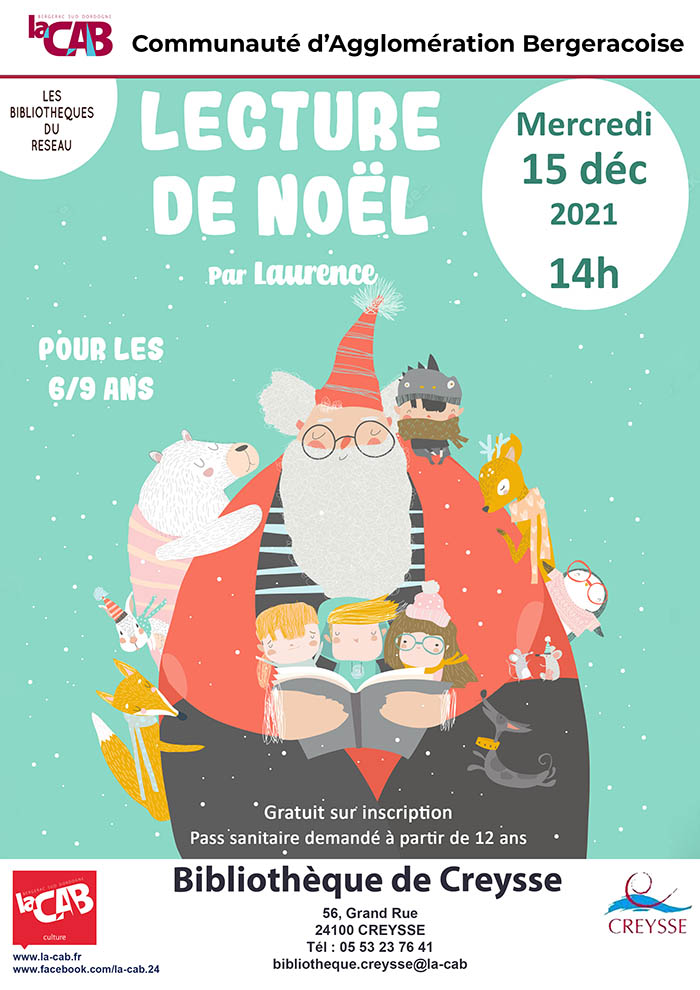 Lecture de noël par Laurence à la bibliothèque de Creysse