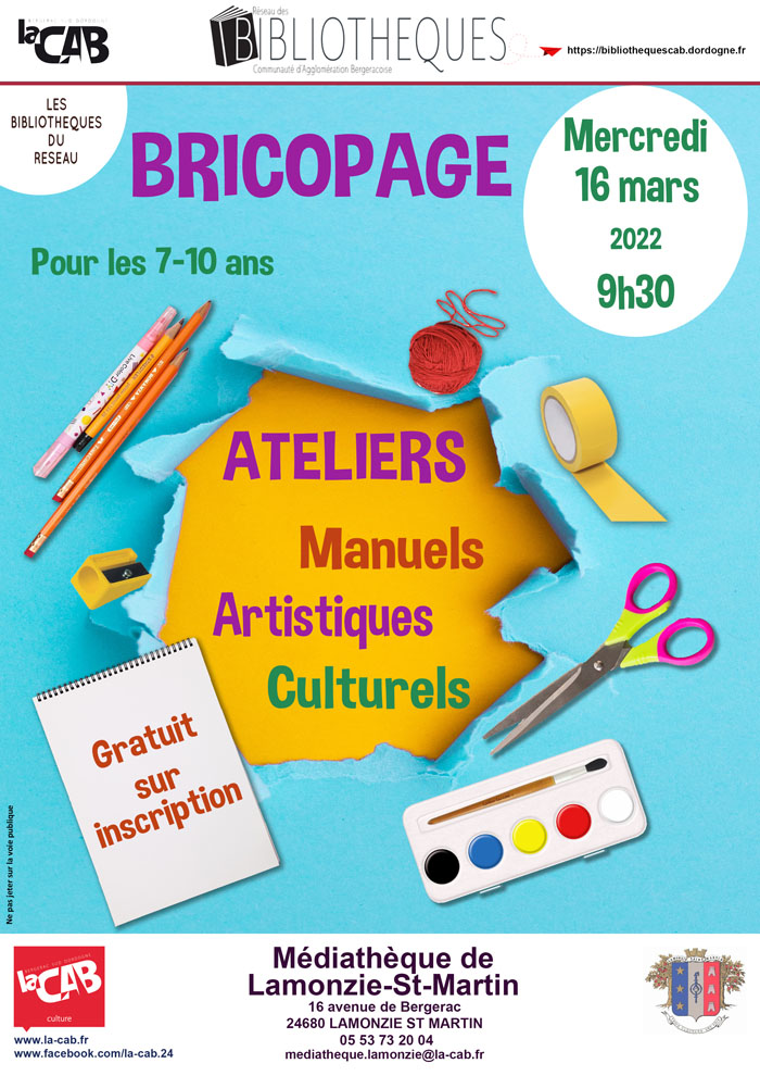 Bricopage à la médiathèque de Lamonzie Saint Martin