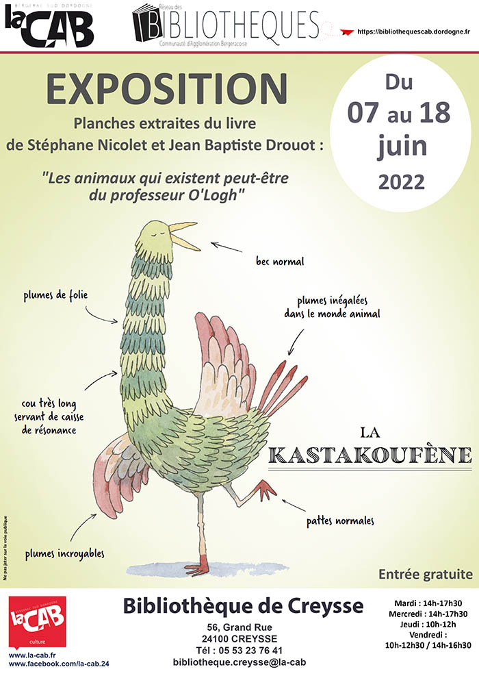 Exposition de planches extraites du livre de Stéphane Nicolet et Jean Baptiste Drouot à la bibliothèque de Creysse