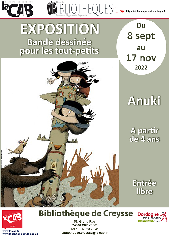 Exposition Bande Dessinée "Anuki" à la bibliothèque de Creysse