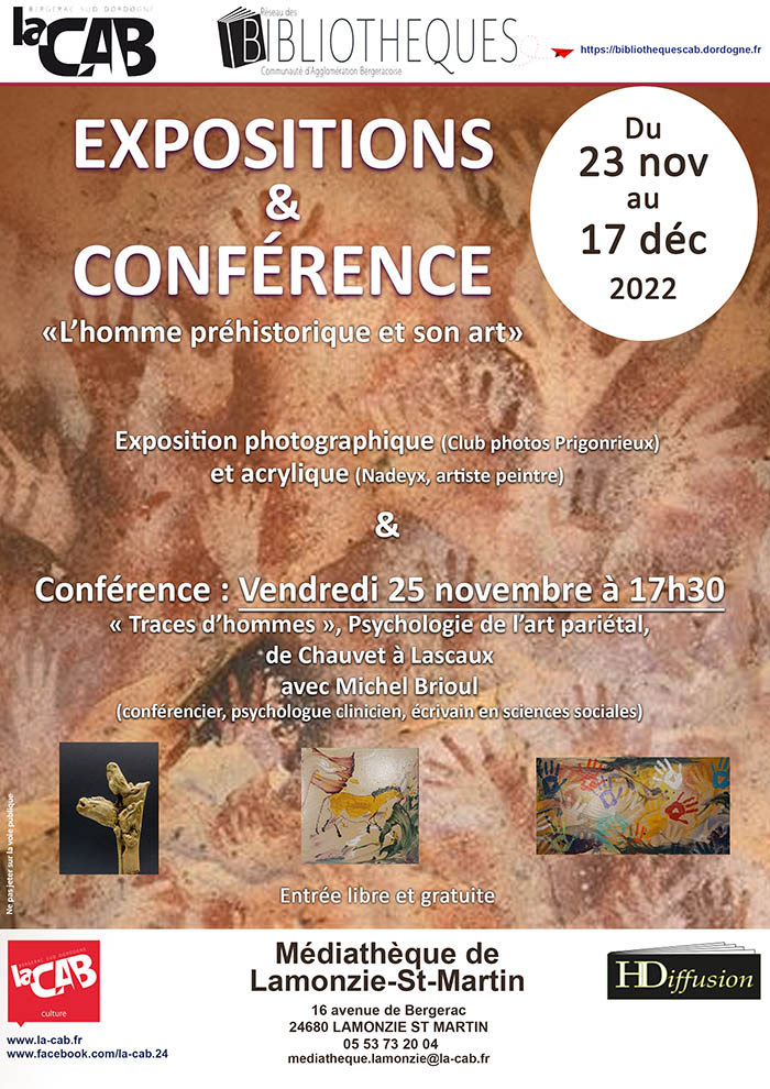 IMPRESSION art parietal 2022 copie Exposition & Conférence : "L'homme préhistorique et son art" à la médiathèque de Lamonzie Saint Martin