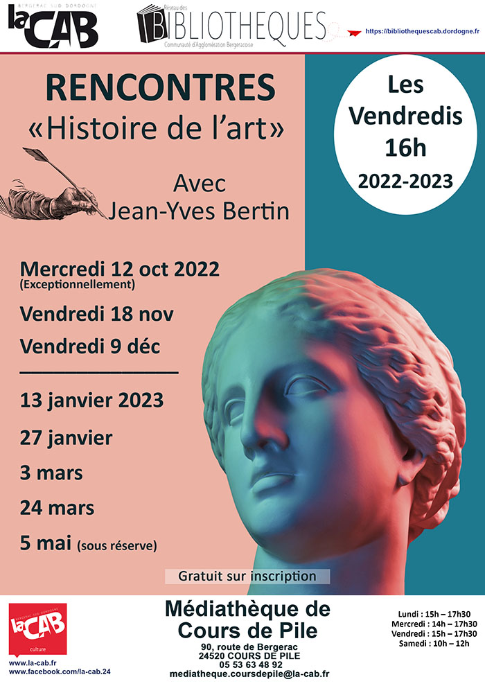 histoire de l'Art : Rencontres avec Jean-Yves Bertin à la médiathèque de Cours de Pile