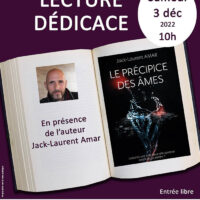 Lecture-dédicace du roman policier "le précipice des âmes" en présence de l'auteur Jack-Laurent Amar à la médiathèque de Cours de Pile
