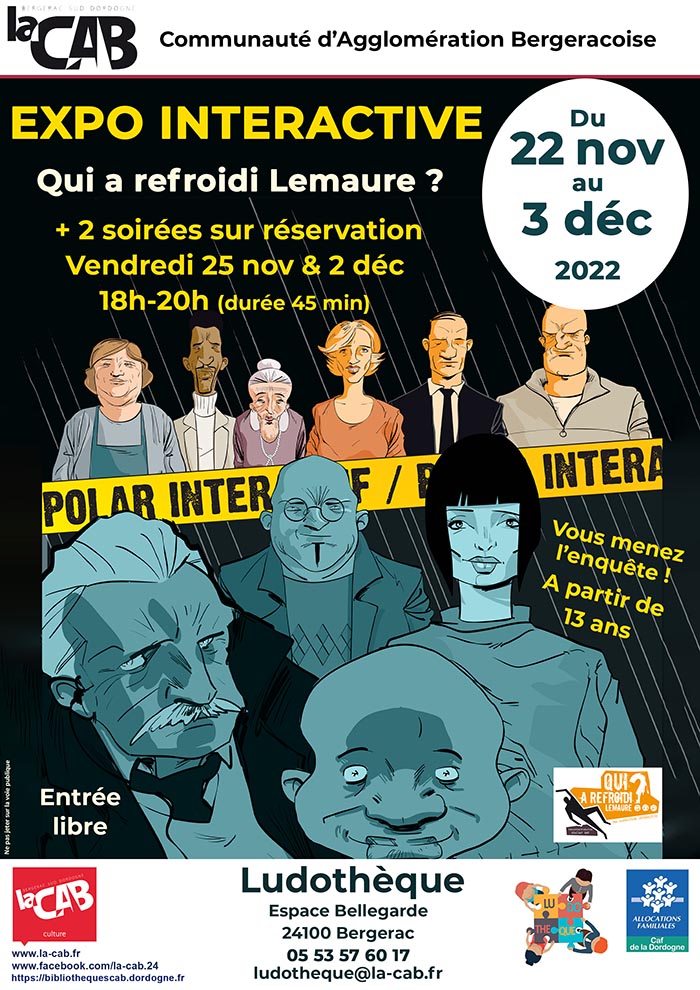 Exposition interactive : "Qui a refroidi Lemaure ?", vous menez l'enquête ! à la ludothèque de la CAB