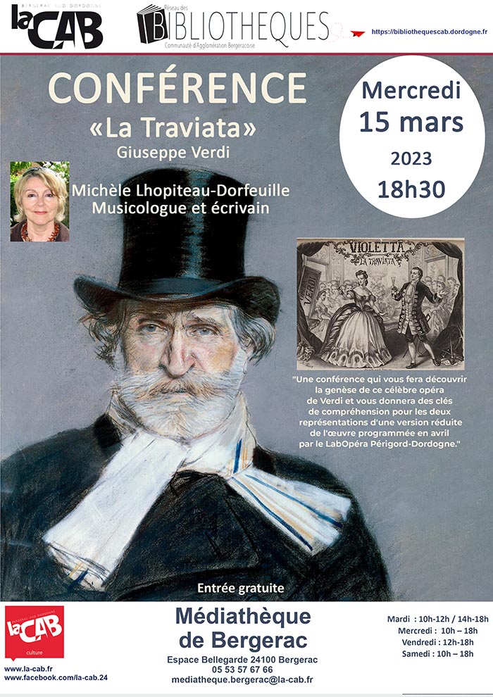 Conférence : "La Traviata" de Giuseppe Verdi - Médiathèque de Bergerac