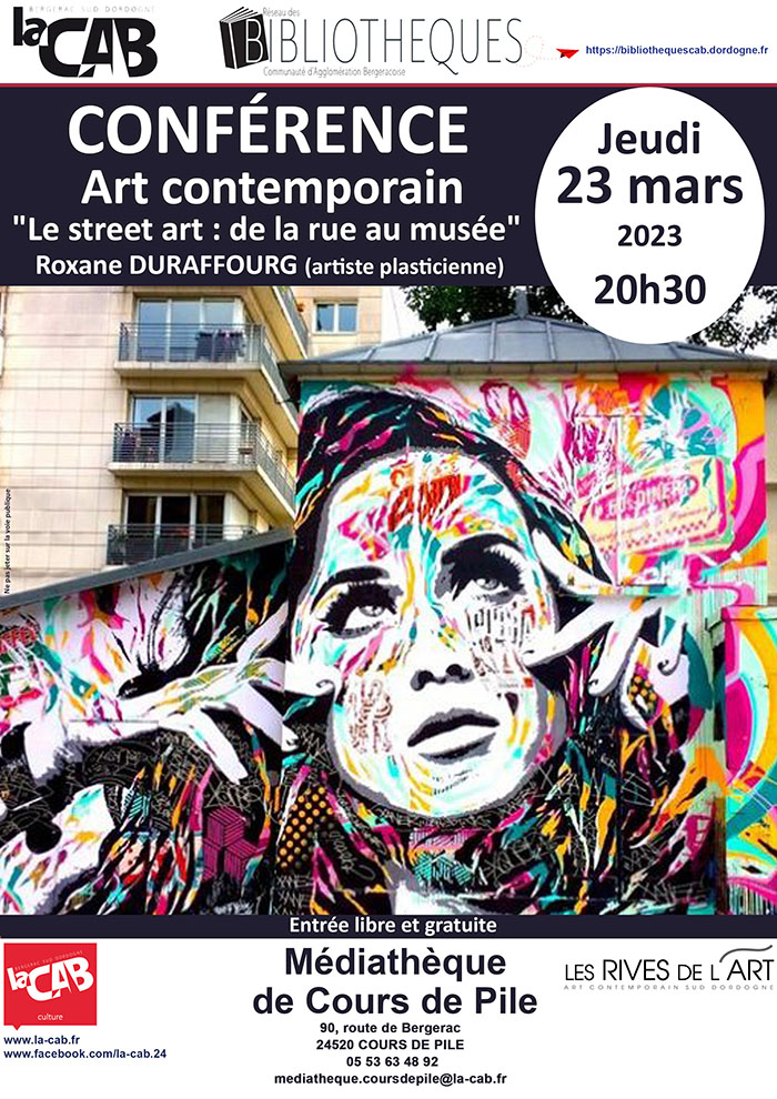 Conférence "art contemporain" à la médiathèque de Cours de Pile