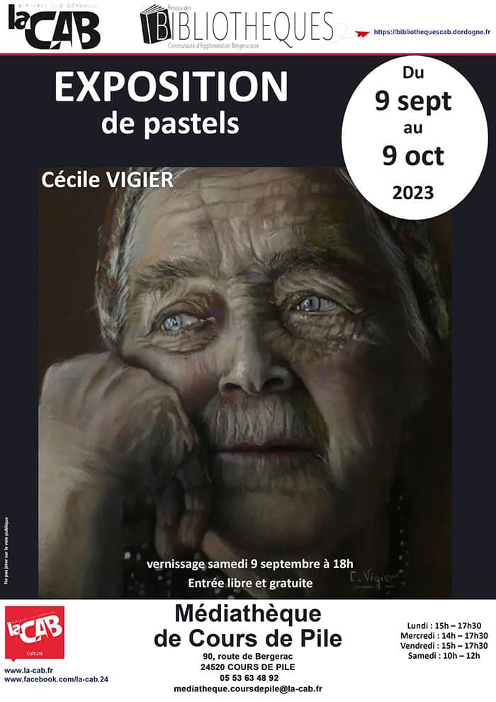 Exposition de pastels, Cécile VIGIER à la médiathèque de Cours de Pile