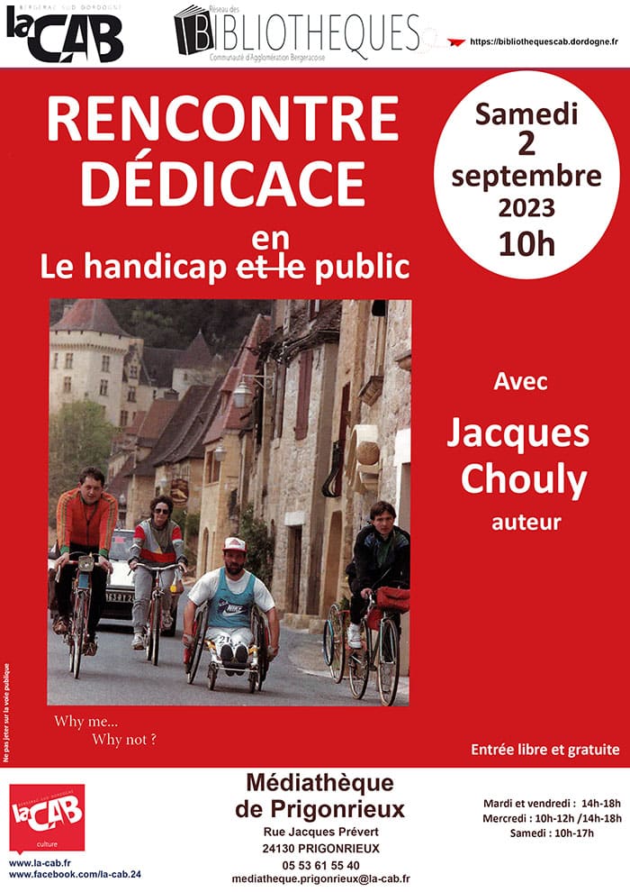 Rencontre dédicace : Le handicap (et le) en public à la médiathèque de Prigonrieux