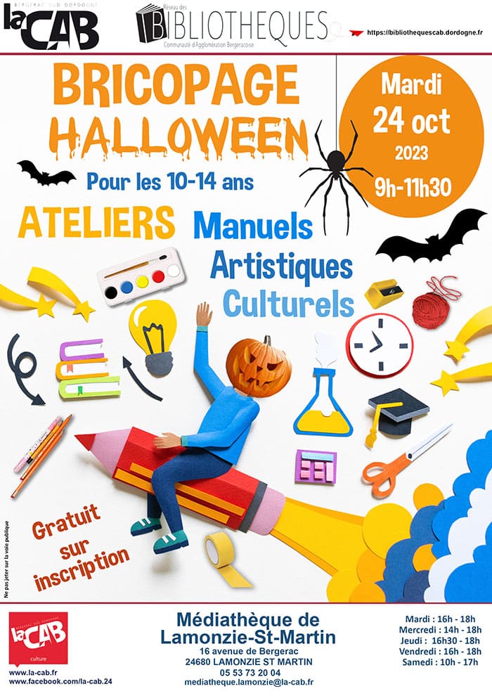 Bricopages : Spécial Halloween ! à la médiathèque de Lamonzie-Saint-Martin
