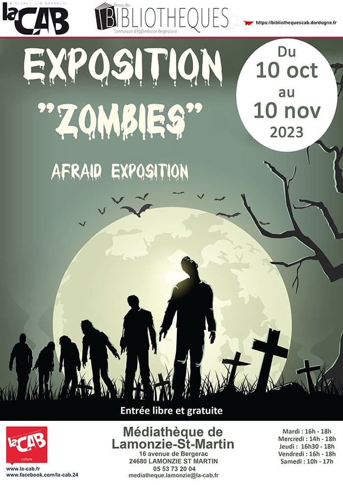 Exposition "Zombies" à la médiathèque de Lamonzie-Saint-Martin