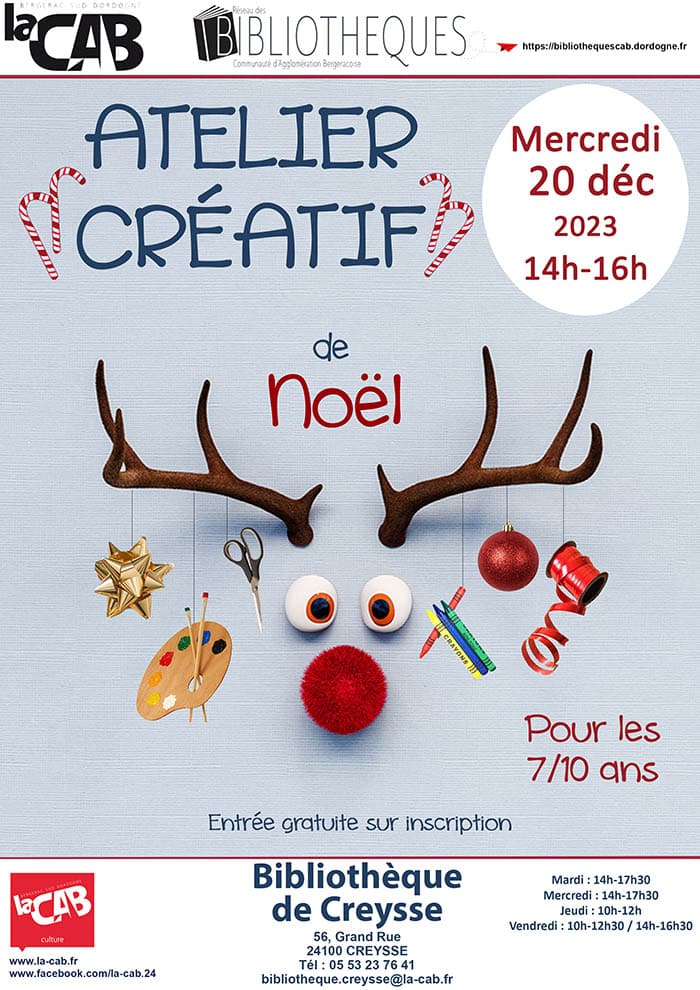 Atelier créatif de Noël à la bibliothèque de Creysse