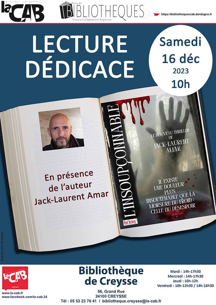 Lecture dédicace en présence de l'auteur Jack-Laurent Amar à la bibliothèque de Creysse