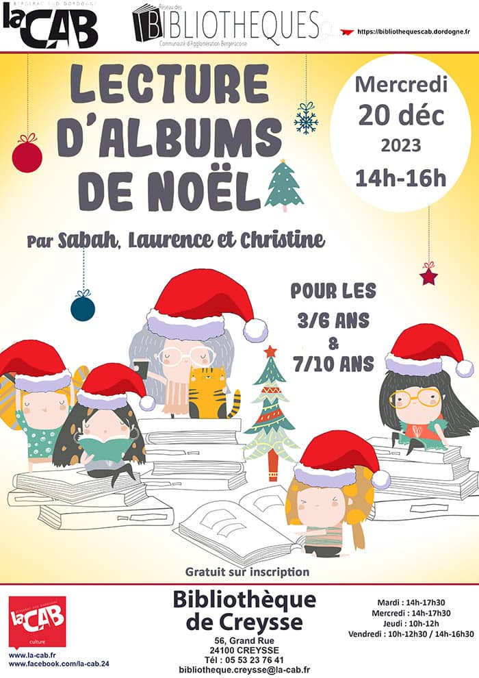Lectures d'albums de Noël à la bibliothèque de Creysse