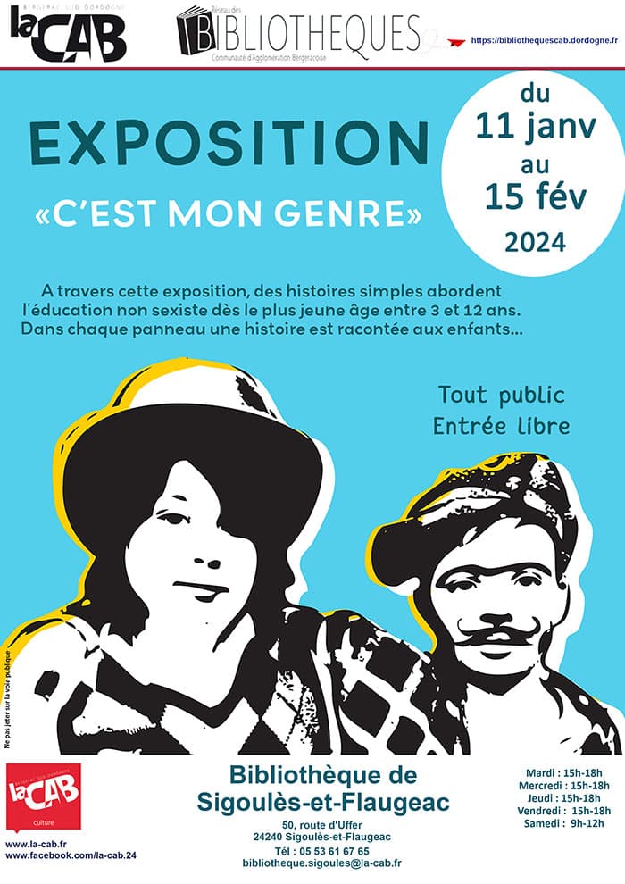 Exposition "C'est mon genre" à la bibliothèque de Sigoulès-et-Flaugeac