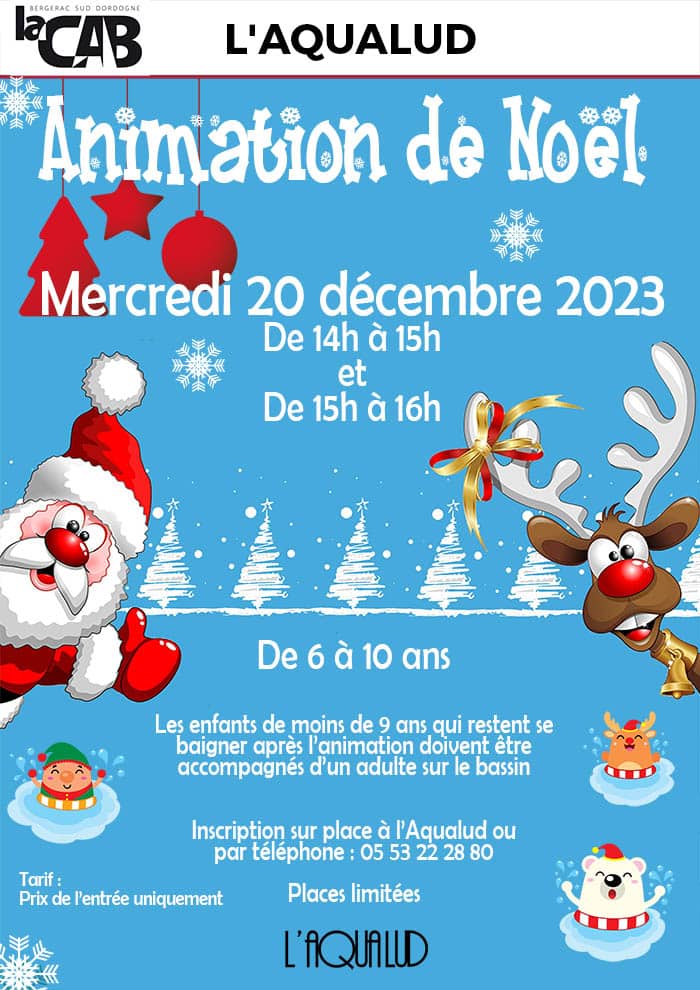 Animation de Noel - AQUALUD, Centre Aquatique de la CAB à Bergerac