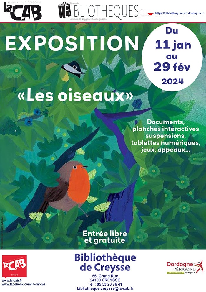 Exposition "Les oiseaux" à la bibliothèque de Creysse