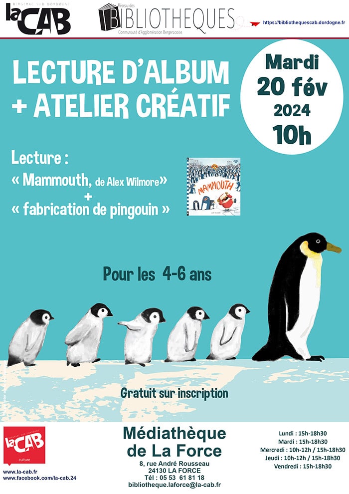 Lecture d'album + atelier créatif à la médiathèque de La Force