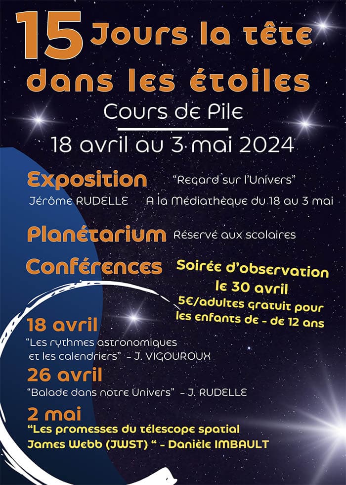 15 jours la tête dans les étoiles à Cours de Pile