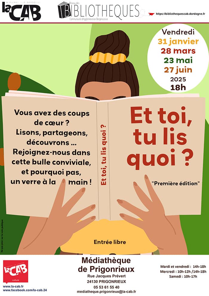 IMPRESSION club lecture 2025 copie Club de lecture : Et toi, tu lis quoi ? à la médiathèque de Prigonrieux