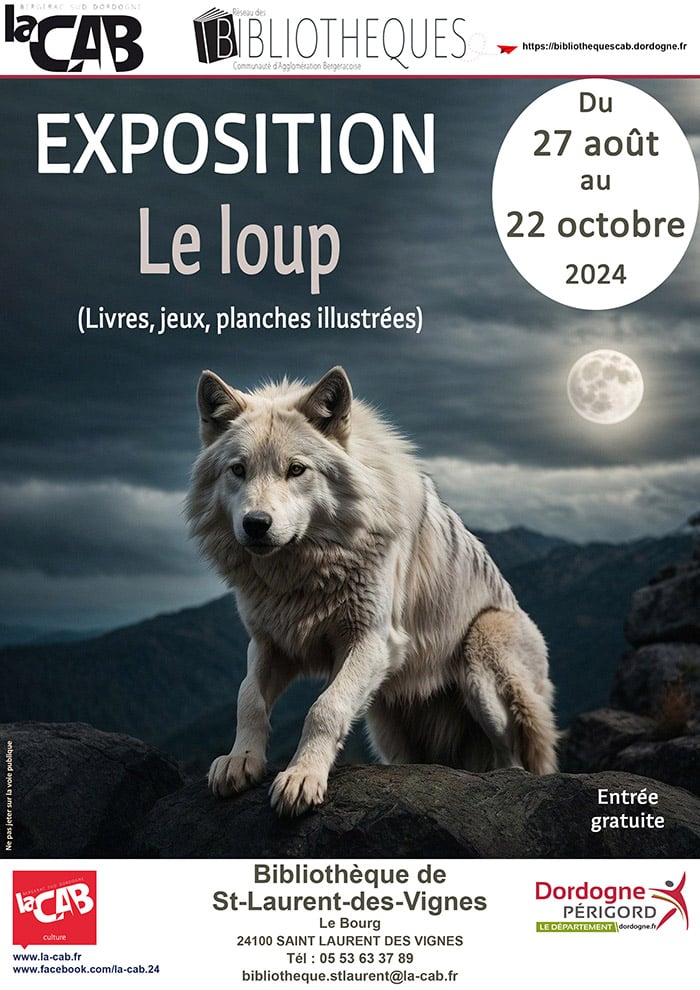 Exposition "le loup" : livres, jeux, planches illustrées... à la bibliothèque de Saint Laurent des Vignes