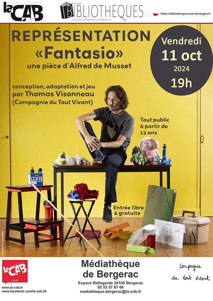Représentation : «Fantasio» une pièce d'Alfred de Musset à la médiathèque de Bergerac