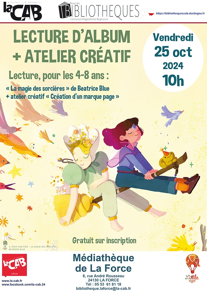 Lecture d'album + Atelier créatif à la médiathèque de La Force