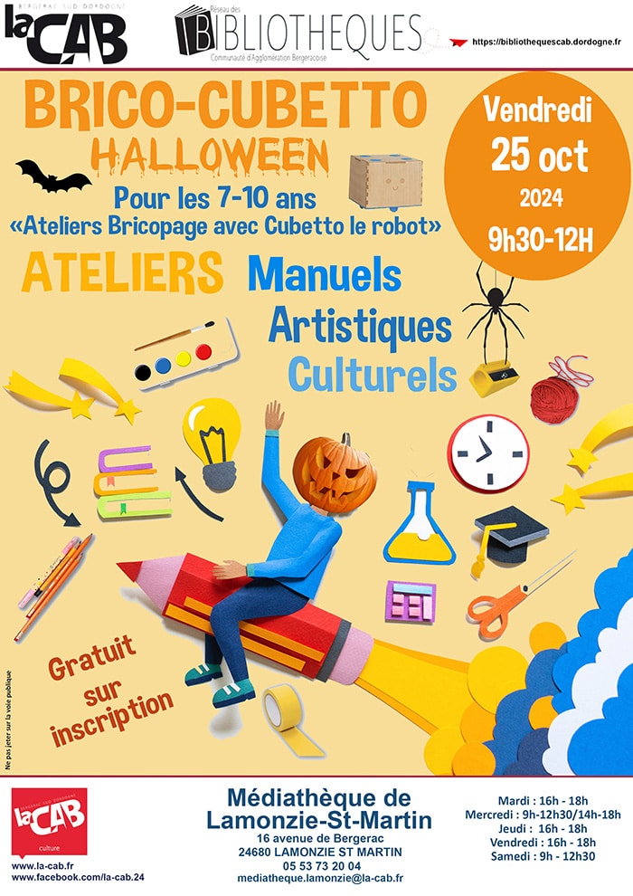 Bricopages avec le robot CUBETTO : Spécial Halloween ! à la médiathèque de Lamonzie Saint Martin
