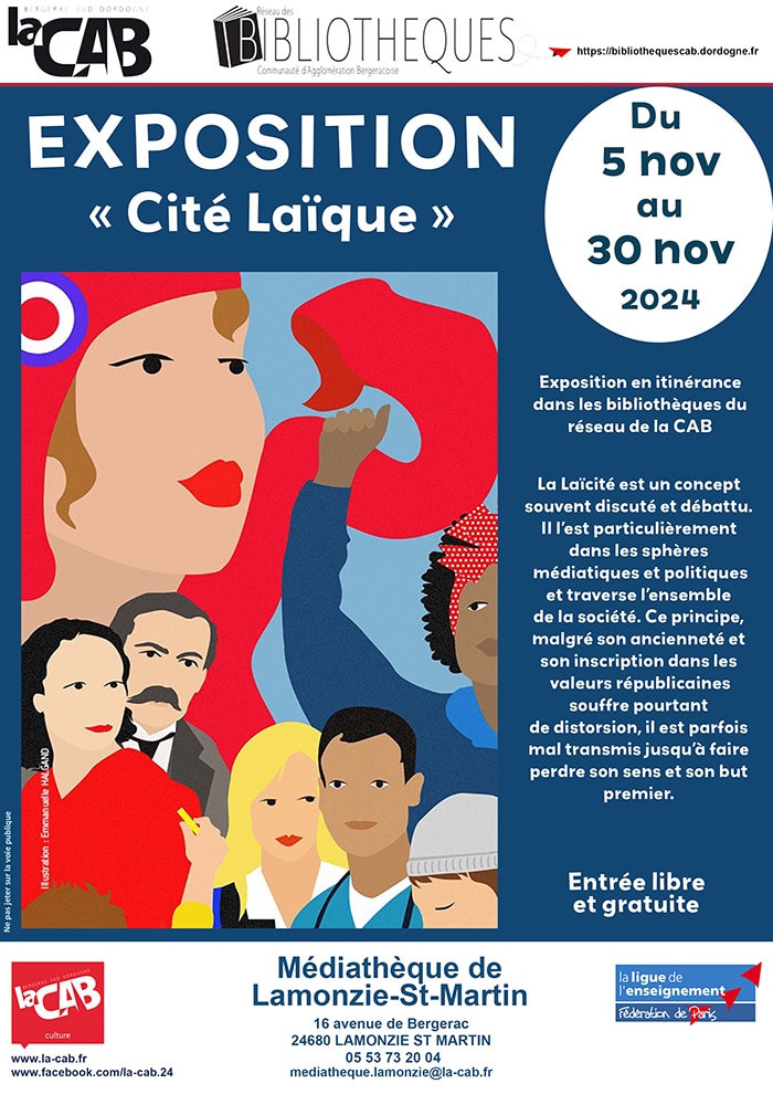 Exposition « Cité Laïque » à la médiathèque de Lamonzie Saint Martin