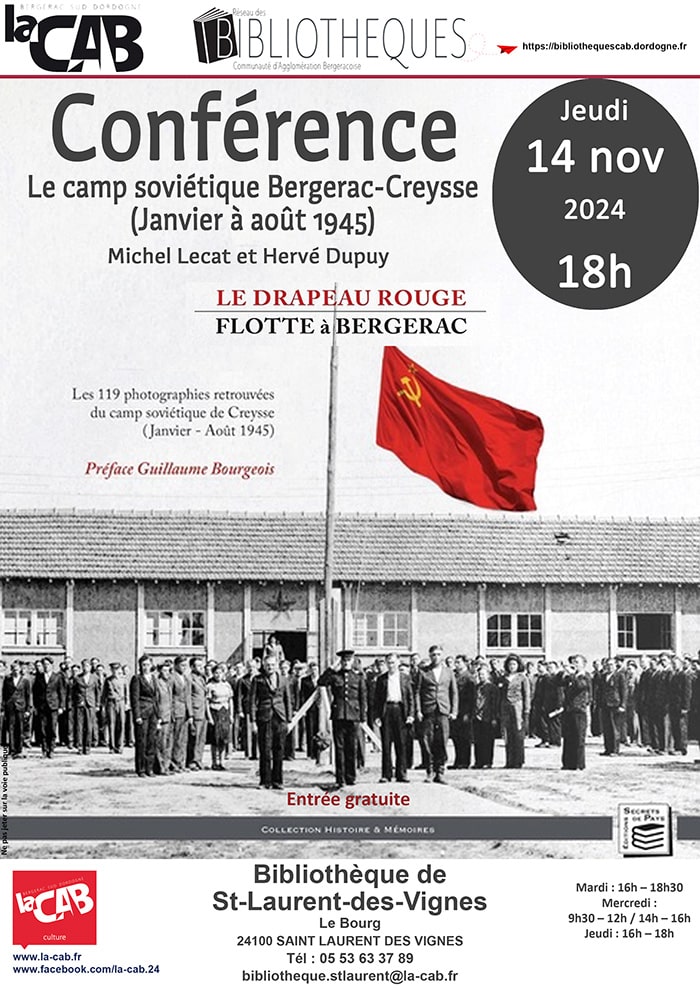 Conférence : Le camp soviétique Bergerac-Creysse à la bibliothèque de Saint Laurent des Vignes