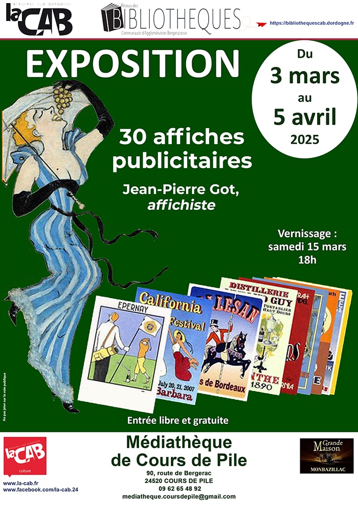 Exposition de 30 affiches publicitaires, Jean Pierre Got, affichiste