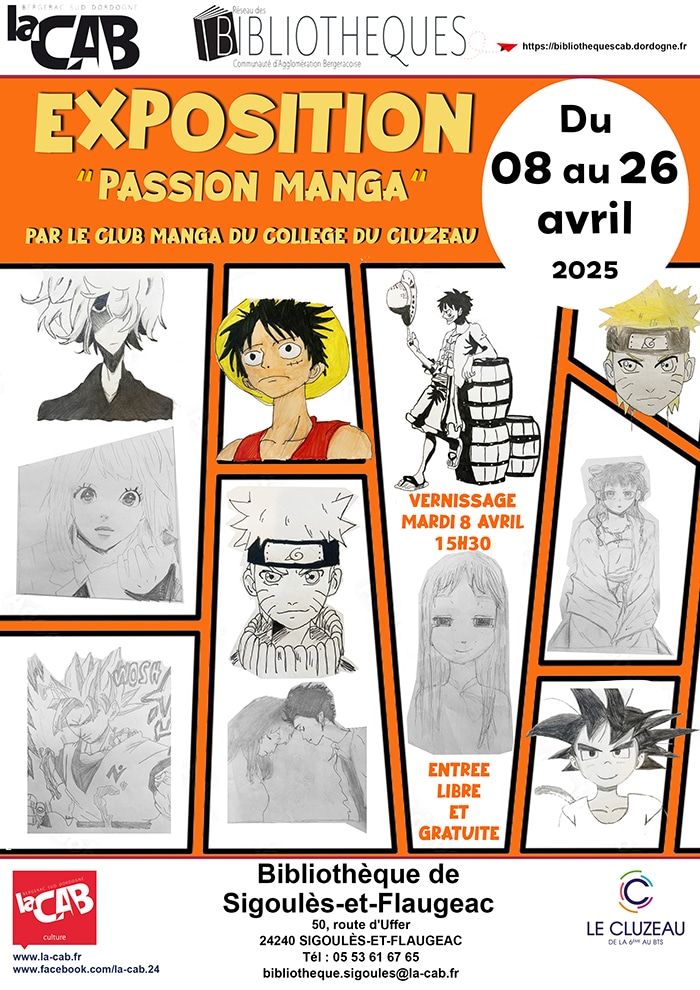 Exposition "passion manga !" par le Club Manga du collège du Cluzeau.