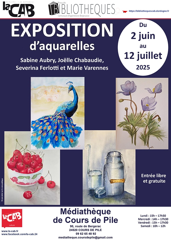 IMPRESSION expo cours de pile aquarelle juin 25 copie Exposition d'aquarelles