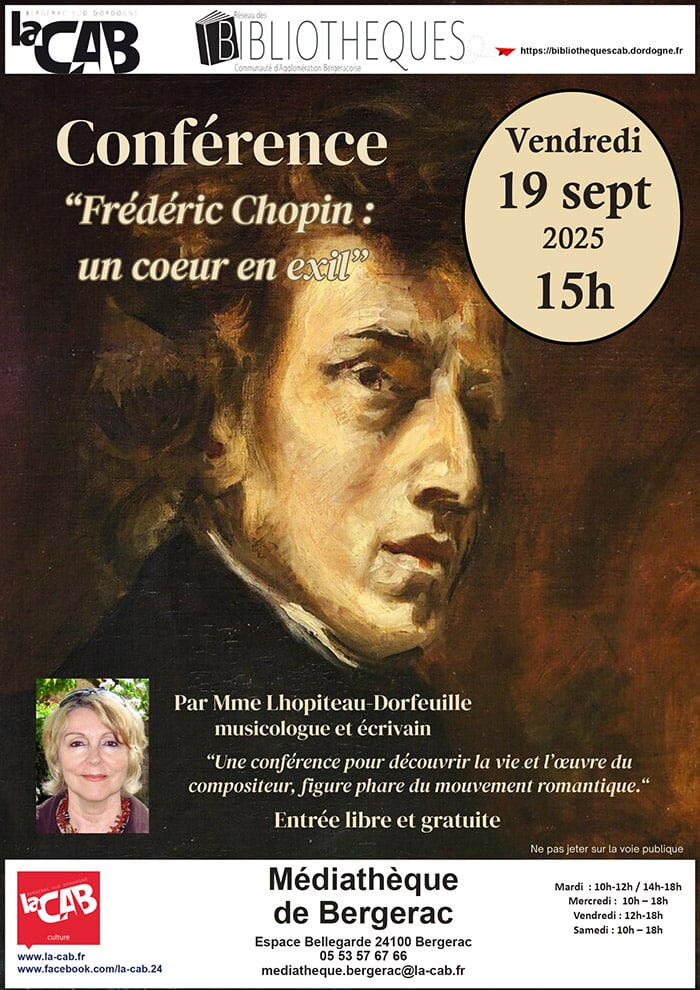 Conférence Frédéric Chopin "un cœur en exil" par Michèle Lhopiteau-Dorfeuille