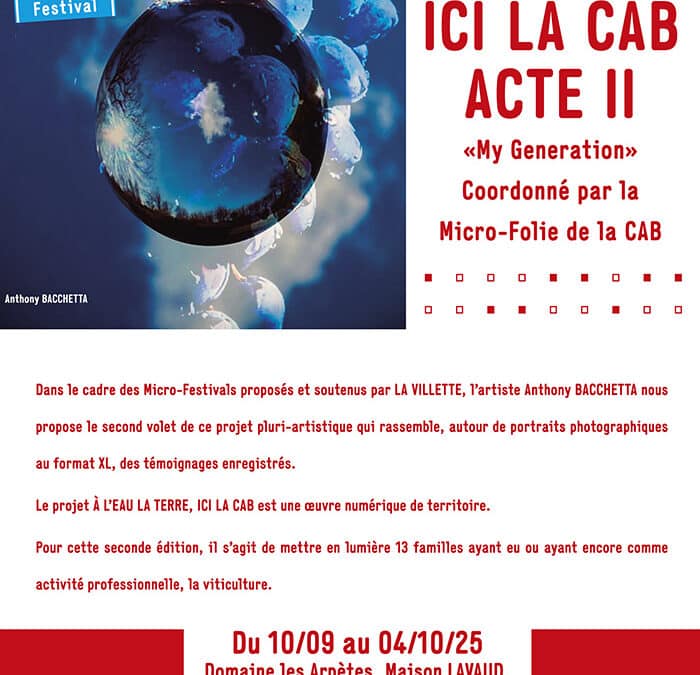 Micro Folie de la CAB – Micro Festival Acte II « A L’EAU LA TERRE ICI LA CAB »