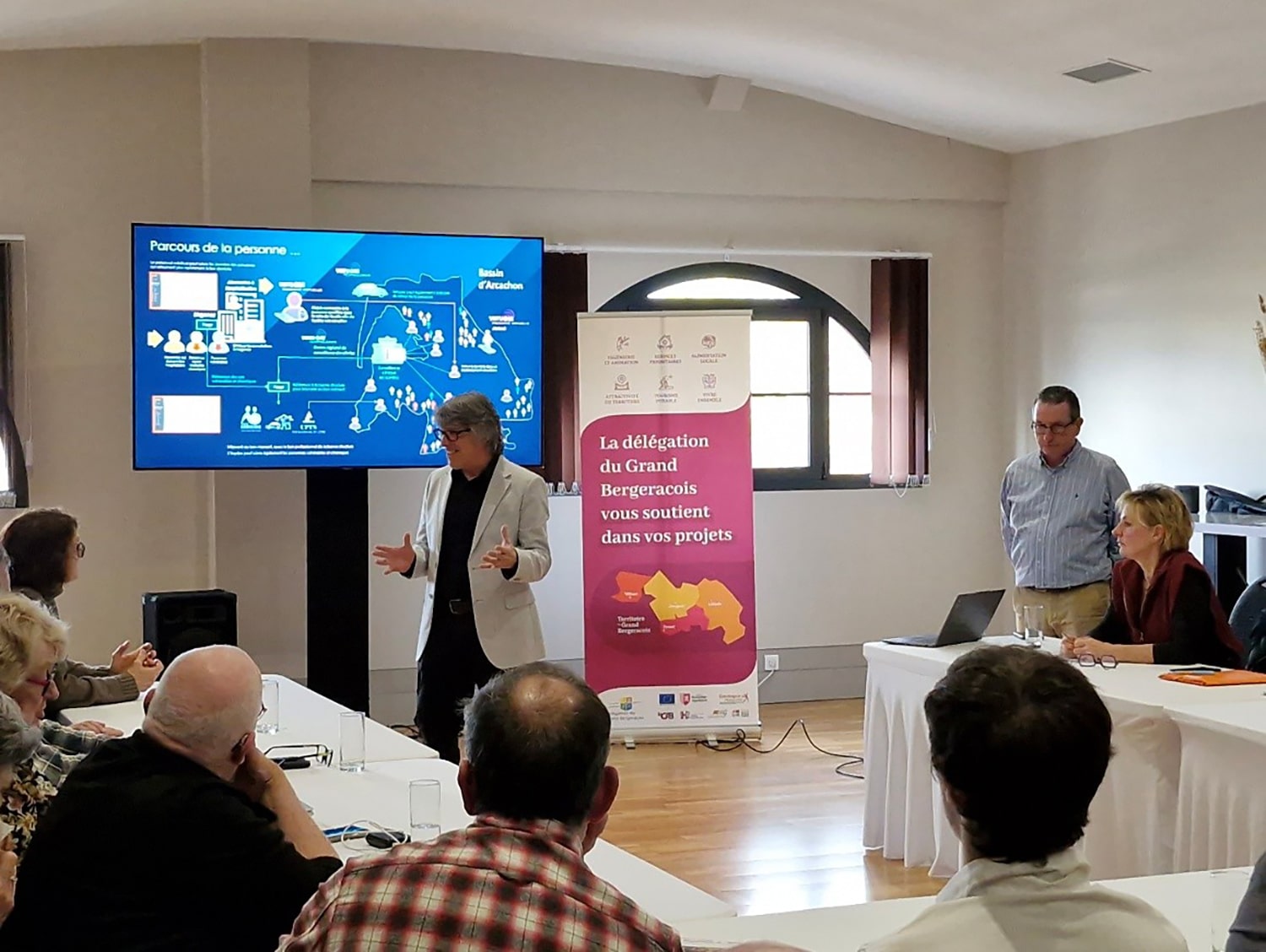 Présentation de la société Virtuose Technologies par M. Girard, accompagné de M. Connangle, Président du CODEV et Directeur de l'EHPAD la Madelaine