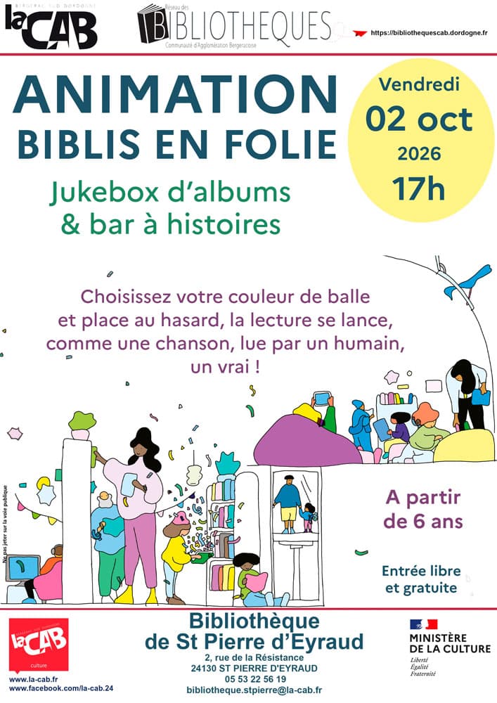 Animations biblis en folie :  Jukebox d’albums & bar à histoires. 