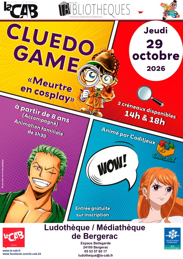 Cluedo game “Meurtres en cosplay”